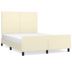 vidaXL Cadru de pat cu tăblie, crem, 140x200 cm, piele ecologică vidaXL Cadru de pat cu tăblie, crem, 140x200 cm, piele ecologică