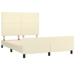 vidaXL Cadru de pat cu tăblie, crem, 140x200 cm, piele ecologică vidaXL Cadru de pat cu tăblie, crem, 140x200 cm, piele ecologică