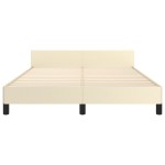 vidaXL Cadru de pat cu tăblie, crem, 140x200 cm, piele ecologică vidaXL Cadru de pat cu tăblie, crem, 140x200 cm, piele ecologică