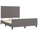 vidaXL Cadru de pat cu tăblie, gri, 140x200 cm, piele ecologică vidaXL Cadru de pat cu tăblie, gri, 140x200 cm, piele ecologică