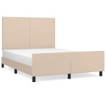 vidaXL Cadru de pat cu tăblie, cappuccino, 140x200 cm, piele ecologică vidaXL Cadru de pat cu tăblie, cappuccino, 140x200 cm, piele ecologică