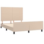 vidaXL Cadru de pat cu tăblie, cappuccino, 140x200 cm, piele ecologică vidaXL Cadru de pat cu tăblie, cappuccino, 140x200 cm, piele ecologică
