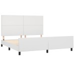 vidaXL Cadru de pat cu tăblie, alb, 160x200 cm, piele ecologică vidaXL Cadru de pat cu tăblie, alb, 160x200 cm, piele ecologică