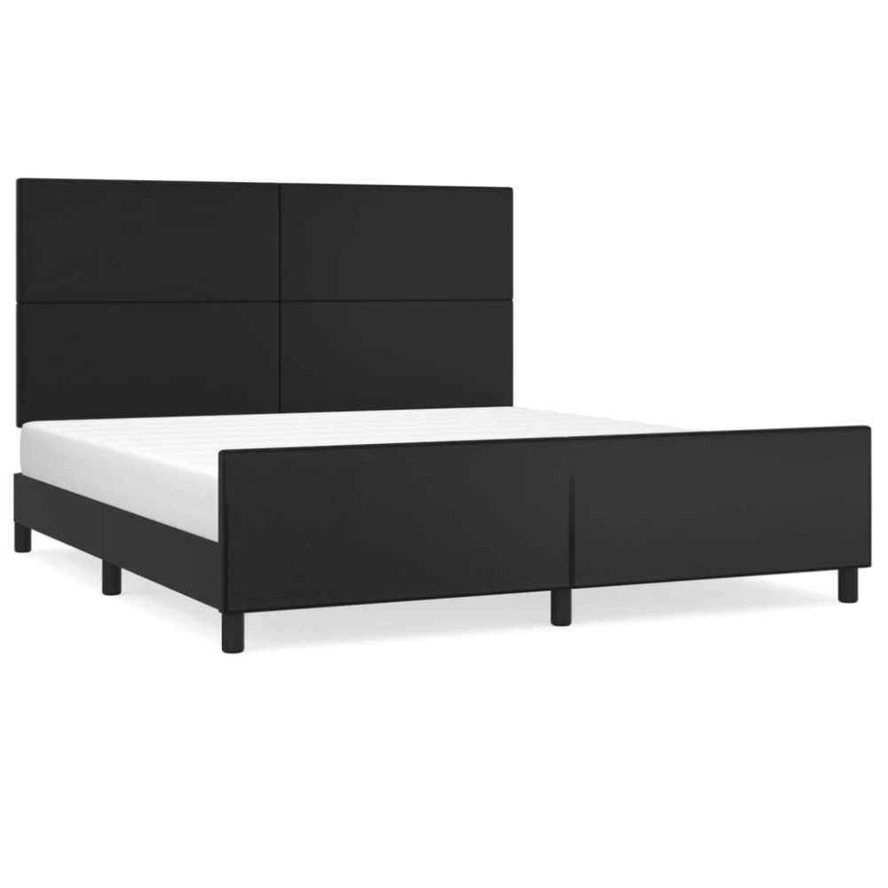 vidaXL Cadru de pat cu tăblie, negru, 180x200 cm, piele ecologică