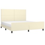 vidaXL Cadru de pat cu tăblie, crem, 180x200 cm, piele ecologică