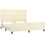 vidaXL Cadru de pat cu tăblie, crem, 180x200 cm, piele ecologică