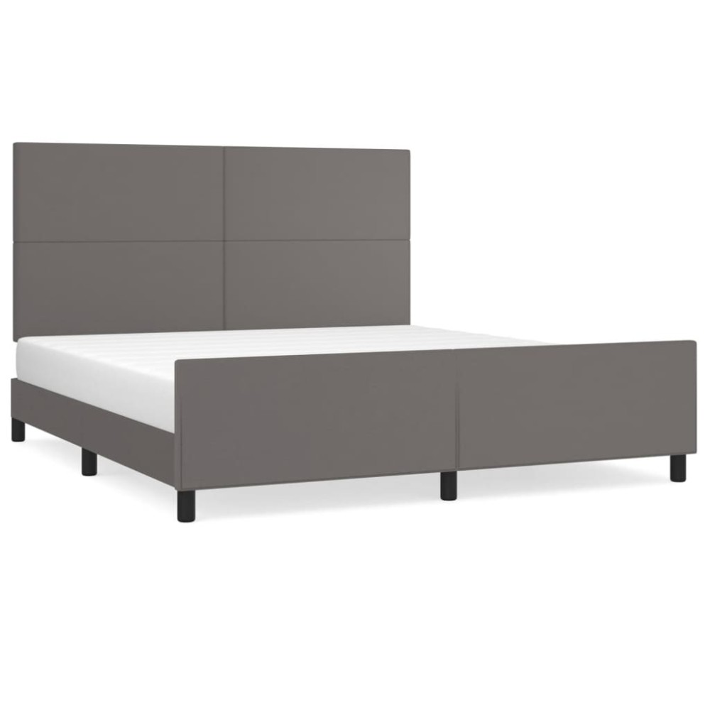 vidaXL Cadru de pat cu tăblie, gri, 180x200 cm, piele ecologică