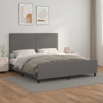 vidaXL Cadru de pat cu tăblie, gri, 180x200 cm, piele ecologică vidaXL Cadru de pat cu tăblie, gri, 180x200 cm, piele ecologică