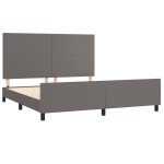 vidaXL Cadru de pat cu tăblie, gri, 180x200 cm, piele ecologică vidaXL Cadru de pat cu tăblie, gri, 180x200 cm, piele ecologică