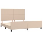 vidaXL Cadru de pat cu tăblie, cappuccino, 180x200 cm, piele ecologică vidaXL Cadru de pat cu tăblie, cappuccino, 180x200 cm, piele ecologică