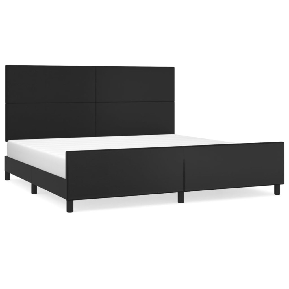 vidaXL Cadru de pat cu tăblie, negru, 200x200 cm, piele ecologică