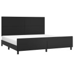 vidaXL Cadru de pat cu tăblie, negru, 200x200 cm, piele ecologică vidaXL Cadru de pat cu tăblie, negru, 200x200 cm, piele ecologică