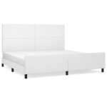vidaXL Cadru de pat cu tăblie, alb, 200x200 cm, piele ecologică vidaXL Cadru de pat cu tăblie, alb, 200x200 cm, piele ecologică