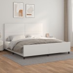 vidaXL Cadru de pat cu tăblie, alb, 200x200 cm, piele ecologică vidaXL Cadru de pat cu tăblie, alb, 200x200 cm, piele ecologică