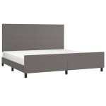 vidaXL Cadru de pat cu tăblie, gri, 200x200 cm, piele ecologică