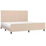 vidaXL Cadru de pat cu tăblie, cappuccino, 200x200 cm, piele ecologică vidaXL Cadru de pat cu tăblie, cappuccino, 200x200 cm, piele ecologică