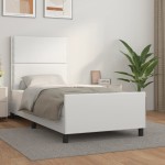 vidaXL Cadru de pat cu tăblie, alb, 80x200 cm, piele ecologică vidaXL Cadru de pat cu tăblie, alb, 80x200 cm, piele ecologică