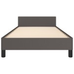 vidaXL Cadru de pat cu tăblie, gri, 90x190 cm, piele ecologică vidaXL Cadru de pat cu tăblie, gri, 90x190 cm, piele ecologică