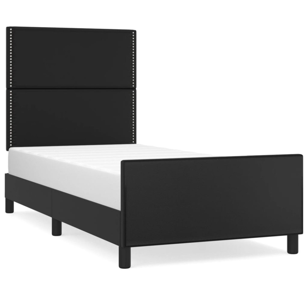 vidaXL Cadru de pat cu tăblie, negru, 100x200 cm, piele ecologică