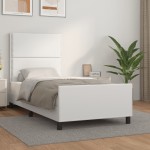 vidaXL Cadru de pat cu tăblie, alb, 100x200 cm, piele ecologică vidaXL Cadru de pat cu tăblie, alb, 100x200 cm, piele ecologică