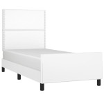 vidaXL Cadru de pat cu tăblie, alb, 100x200 cm, piele ecologică vidaXL Cadru de pat cu tăblie, alb, 100x200 cm, piele ecologică