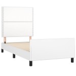 vidaXL Cadru de pat cu tăblie, alb, 100x200 cm, piele ecologică vidaXL Cadru de pat cu tăblie, alb, 100x200 cm, piele ecologică