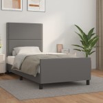 vidaXL Cadru de pat cu tăblie, gri, 100x200 cm, piele ecologică vidaXL Cadru de pat cu tăblie, gri, 100x200 cm, piele ecologică