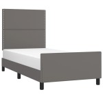 vidaXL Cadru de pat cu tăblie, gri, 100x200 cm, piele ecologică vidaXL Cadru de pat cu tăblie, gri, 100x200 cm, piele ecologică