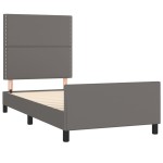 vidaXL Cadru de pat cu tăblie, gri, 100x200 cm, piele ecologică vidaXL Cadru de pat cu tăblie, gri, 100x200 cm, piele ecologică