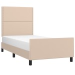 vidaXL Cadru de pat cu tăblie, cappuccino, 100x200 cm, piele ecologică