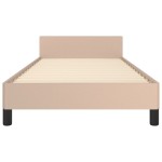vidaXL Cadru de pat cu tăblie, cappuccino, 100x200 cm, piele ecologică