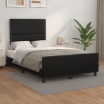 vidaXL Cadru de pat cu tăblie, negru, 120x200 cm, piele ecologică vidaXL Cadru de pat cu tăblie, negru, 120x200 cm, piele ecologică