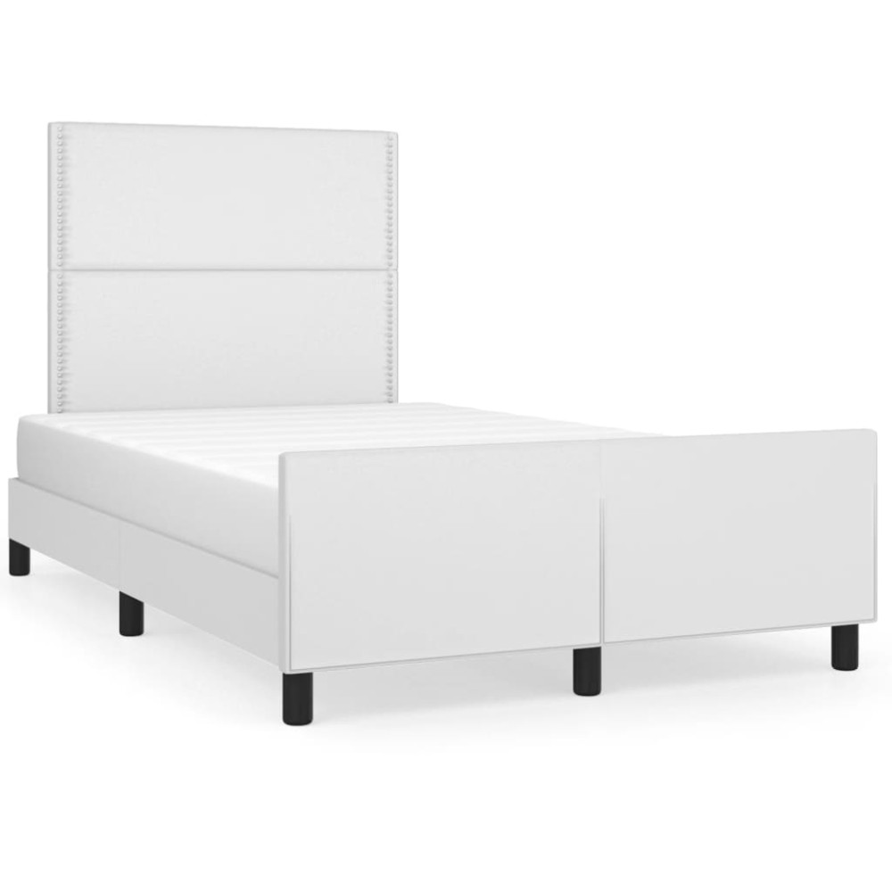 vidaXL Cadru de pat cu tăblie, alb, 120x200 cm, piele ecologică