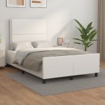 vidaXL Cadru de pat cu tăblie, alb, 120x200 cm, piele ecologică vidaXL Cadru de pat cu tăblie, alb, 120x200 cm, piele ecologică