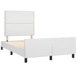 vidaXL Cadru de pat cu tăblie, alb, 120x200 cm, piele ecologică vidaXL Cadru de pat cu tăblie, alb, 120x200 cm, piele ecologică