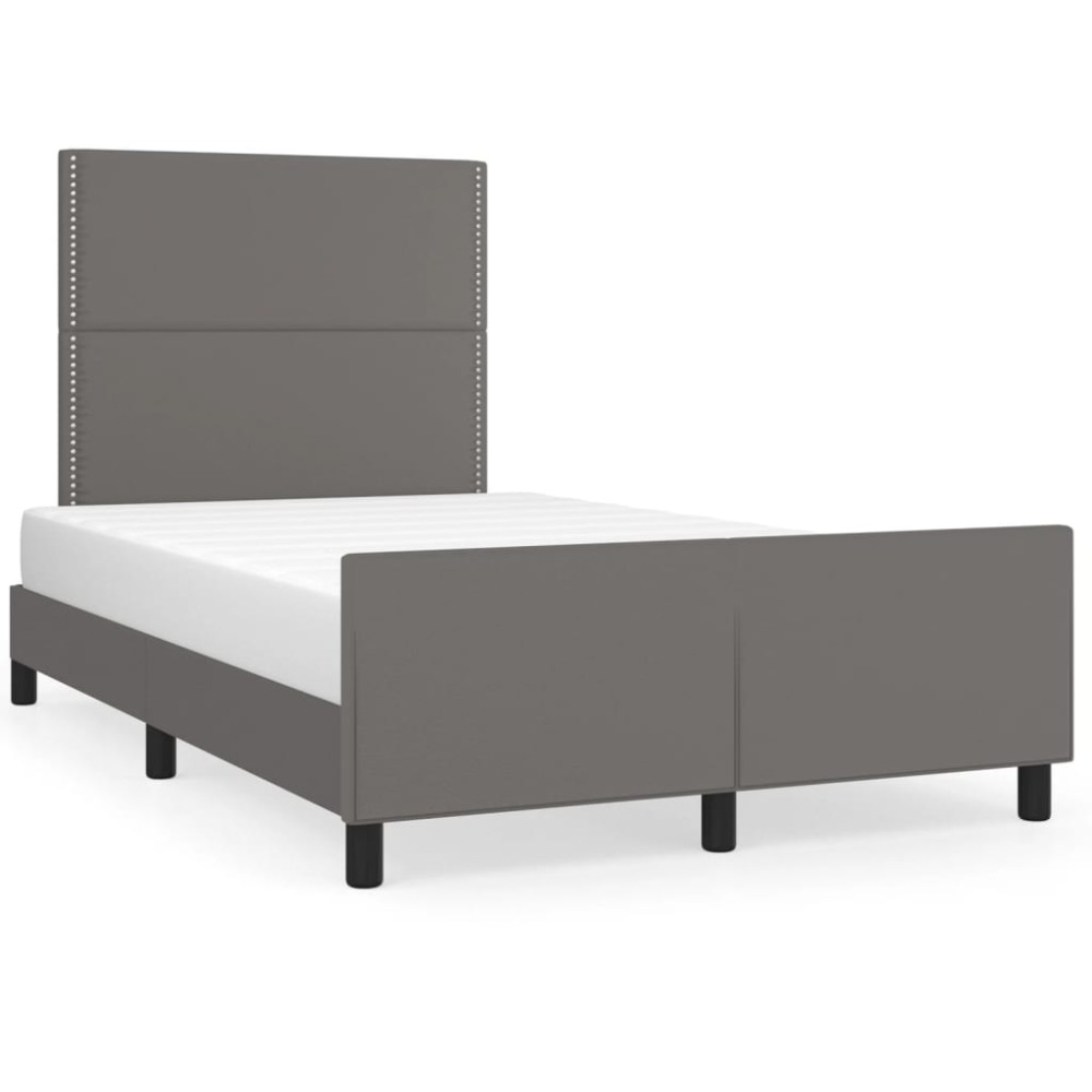 vidaXL Cadru de pat cu tăblie, gri, 120x200 cm, piele ecologică