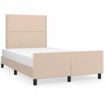vidaXL Cadru de pat cu tăblie, cappuccino, 120x200 cm, piele ecologică vidaXL Cadru de pat cu tăblie, cappuccino, 120x200 cm, piele ecologică