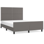 vidaXL Cadru de pat cu tăblie, gri, 140x190 cm, piele ecologică vidaXL Cadru de pat cu tăblie, gri, 140x190 cm, piele ecologică