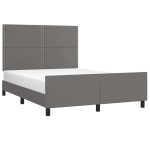 vidaXL Cadru de pat cu tăblie, gri, 140x190 cm, piele ecologică vidaXL Cadru de pat cu tăblie, gri, 140x190 cm, piele ecologică