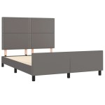 vidaXL Cadru de pat cu tăblie, gri, 140x190 cm, piele ecologică vidaXL Cadru de pat cu tăblie, gri, 140x190 cm, piele ecologică