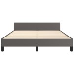 vidaXL Cadru de pat cu tăblie, gri, 140x190 cm, piele ecologică vidaXL Cadru de pat cu tăblie, gri, 140x190 cm, piele ecologică