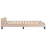 vidaXL Cadru de pat cu tăblie, cappuccino, 140x190 cm, piele ecologică vidaXL Cadru de pat cu tăblie, cappuccino, 140x190 cm, piele ecologică