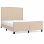 vidaXL Cadru de pat cu tăblie, cappuccino, 140x200 cm, piele ecologică vidaXL Cadru de pat cu tăblie, cappuccino, 140x200 cm, piele ecologică