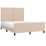 vidaXL Cadru de pat cu tăblie, cappuccino, 140x200 cm, piele ecologică vidaXL Cadru de pat cu tăblie, cappuccino, 140x200 cm, piele ecologică