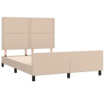 vidaXL Cadru de pat cu tăblie, cappuccino, 140x200 cm, piele ecologică vidaXL Cadru de pat cu tăblie, cappuccino, 140x200 cm, piele ecologică