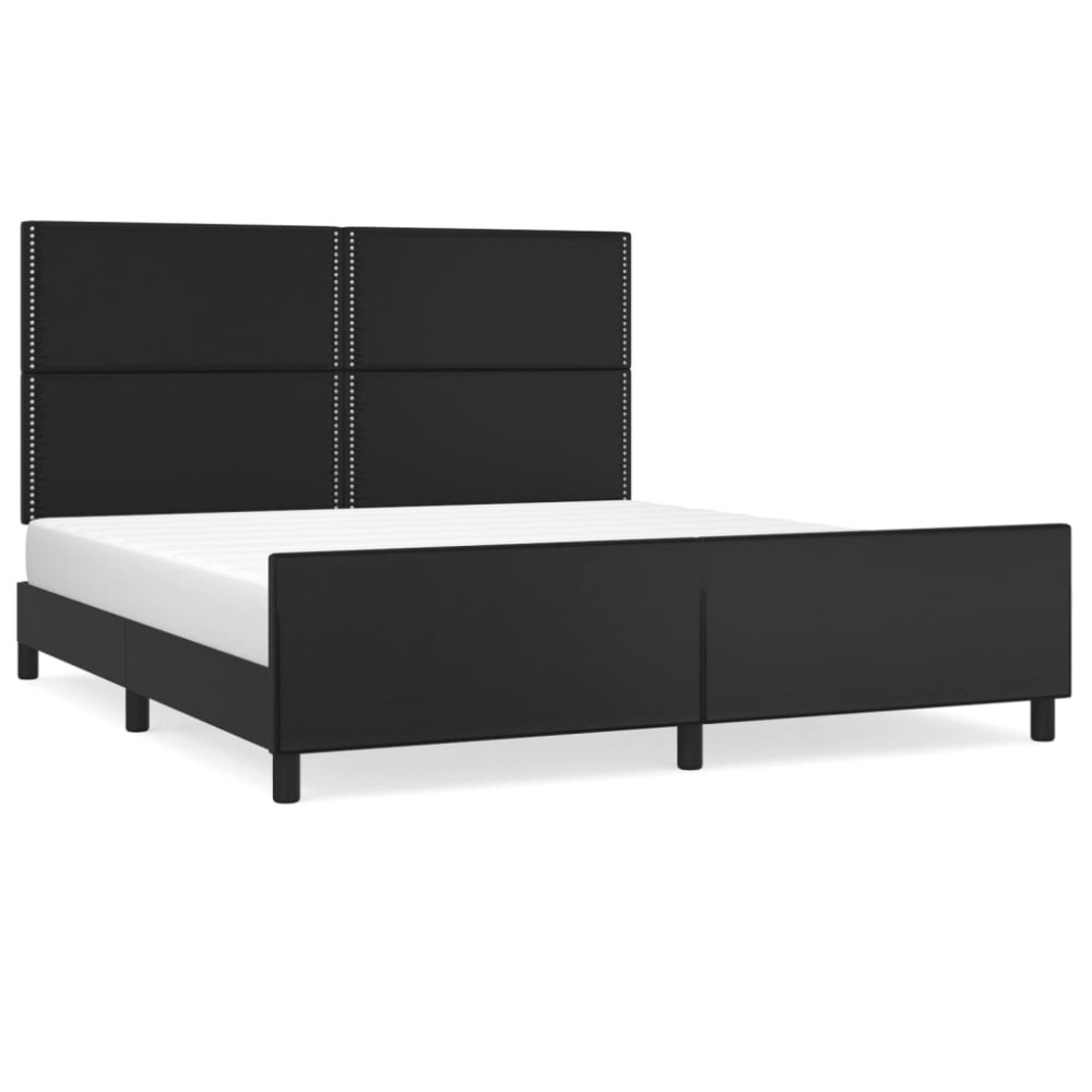 vidaXL Cadru de pat cu tăblie, negru, 160x200 cm, piele ecologică