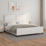 vidaXL Cadru de pat cu tăblie, alb, 160x200 cm, piele ecologică vidaXL Cadru de pat cu tăblie, alb, 160x200 cm, piele ecologică