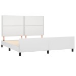 vidaXL Cadru de pat cu tăblie, alb, 160x200 cm, piele ecologică vidaXL Cadru de pat cu tăblie, alb, 160x200 cm, piele ecologică
