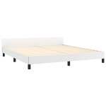 vidaXL Cadru de pat cu tăblie, alb, 160x200 cm, piele ecologică vidaXL Cadru de pat cu tăblie, alb, 160x200 cm, piele ecologică