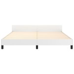 vidaXL Cadru de pat cu tăblie, alb, 160x200 cm, piele ecologică vidaXL Cadru de pat cu tăblie, alb, 160x200 cm, piele ecologică